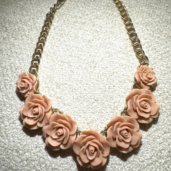 Rare Vintage pink flowers necklace - Picture 2 of 5